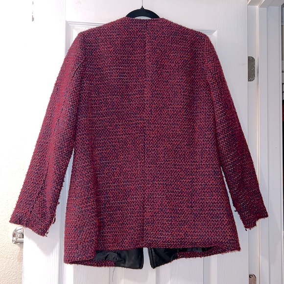 Just Fab Winter Boucle Moto Burgundy Jacket Size Medium - Picture 7 of 7
